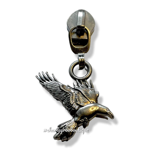 Zipper Pull, Raven, Antique Nickel