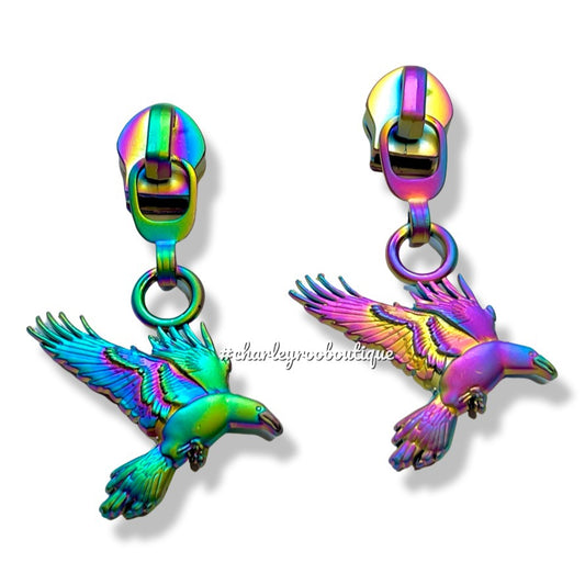 Zipper Pull, Raven, Matte Rainbow