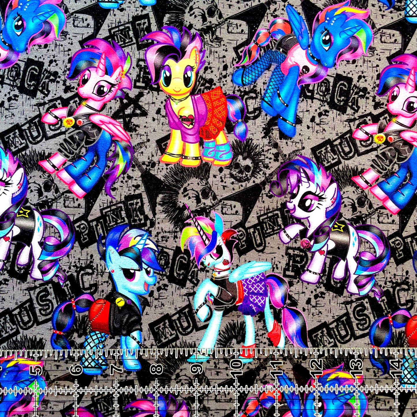 9x14 Tumbler Cut, Custom Fabric, CottonSpandex, High Quality, Mask Cut, Tumbler Fabric, Rainbow, Bright, Punk Ponies