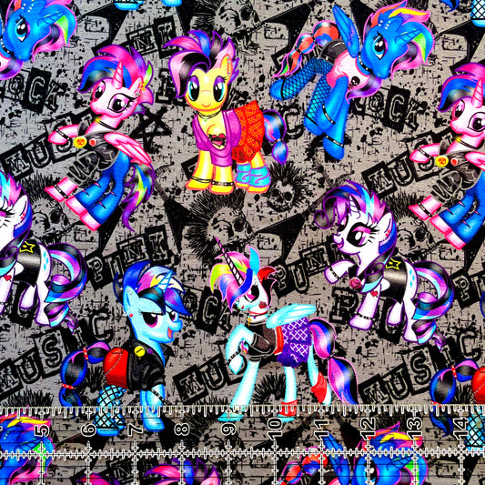 9x14 Tumbler Cut, Custom Fabric, CottonSpandex, High Quality, Mask Cut, Tumbler Fabric, Rainbow, Bright, Punk Ponies