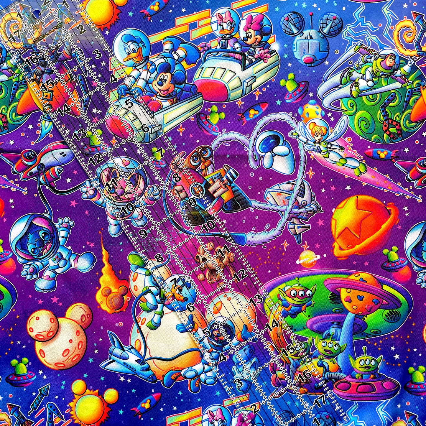 9x14 Tumbler Cut, Custom Fabric, CW Cotton Woven, High Quality, Mask Cut, Tumbler Fabric, Disney Space Adventure, Purple