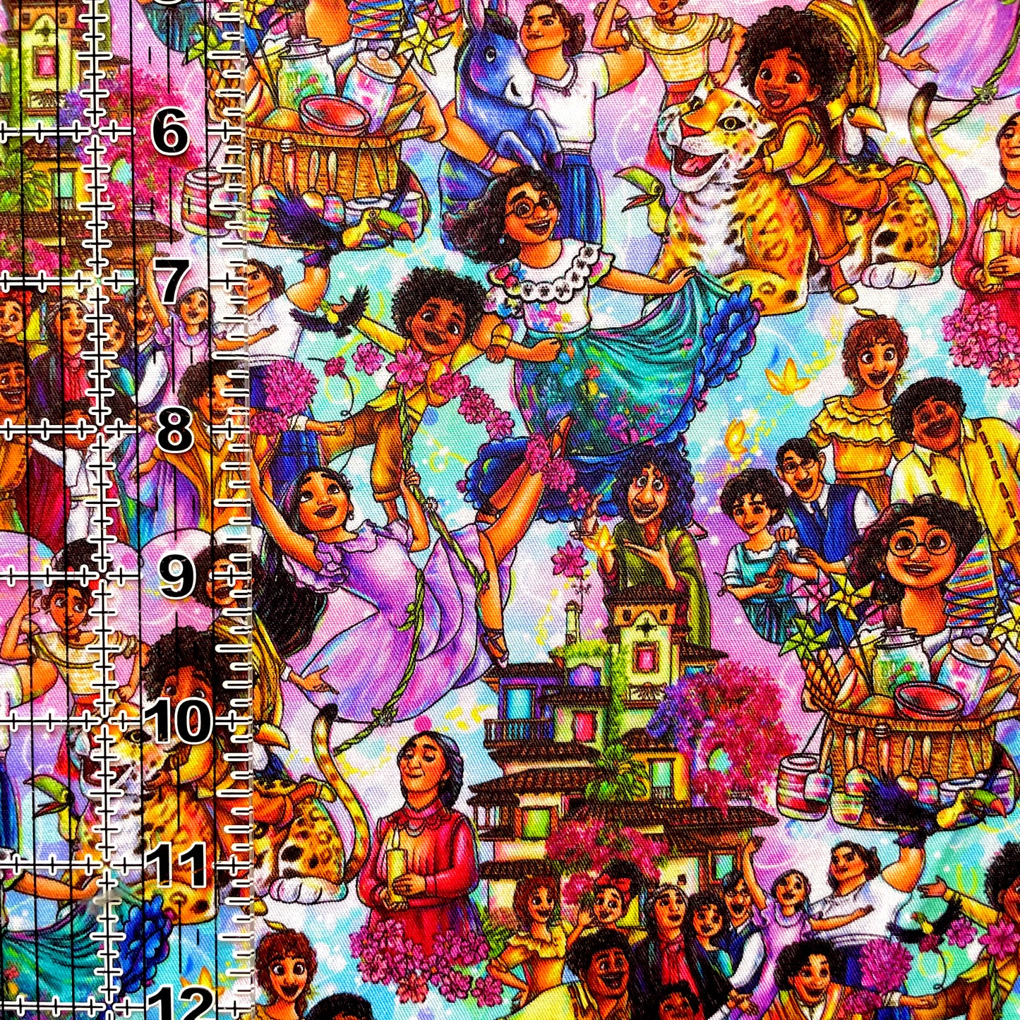 9x14 Tumbler Cut, Custom Fabric, CW Cotton Woven, High Quality, Mask Cut, Tumbler Cut, Movie, Enchanted, Family, Small Scale