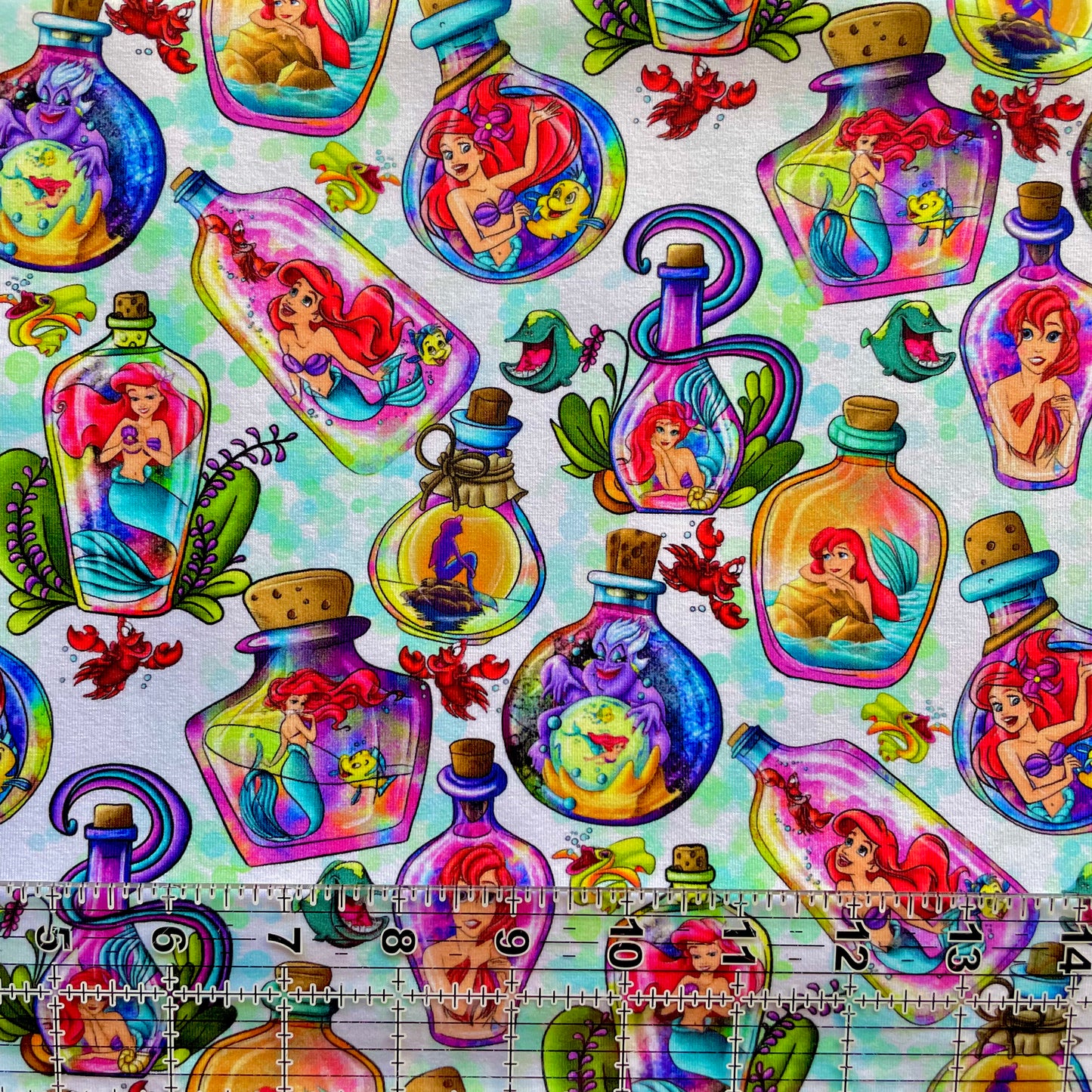 9x14 Tumbler Cut, Custom Fabric, CottonSpandex, High Quality, Mask Cut, Tumbler Fabric, Mermaid in a Bottle, Light