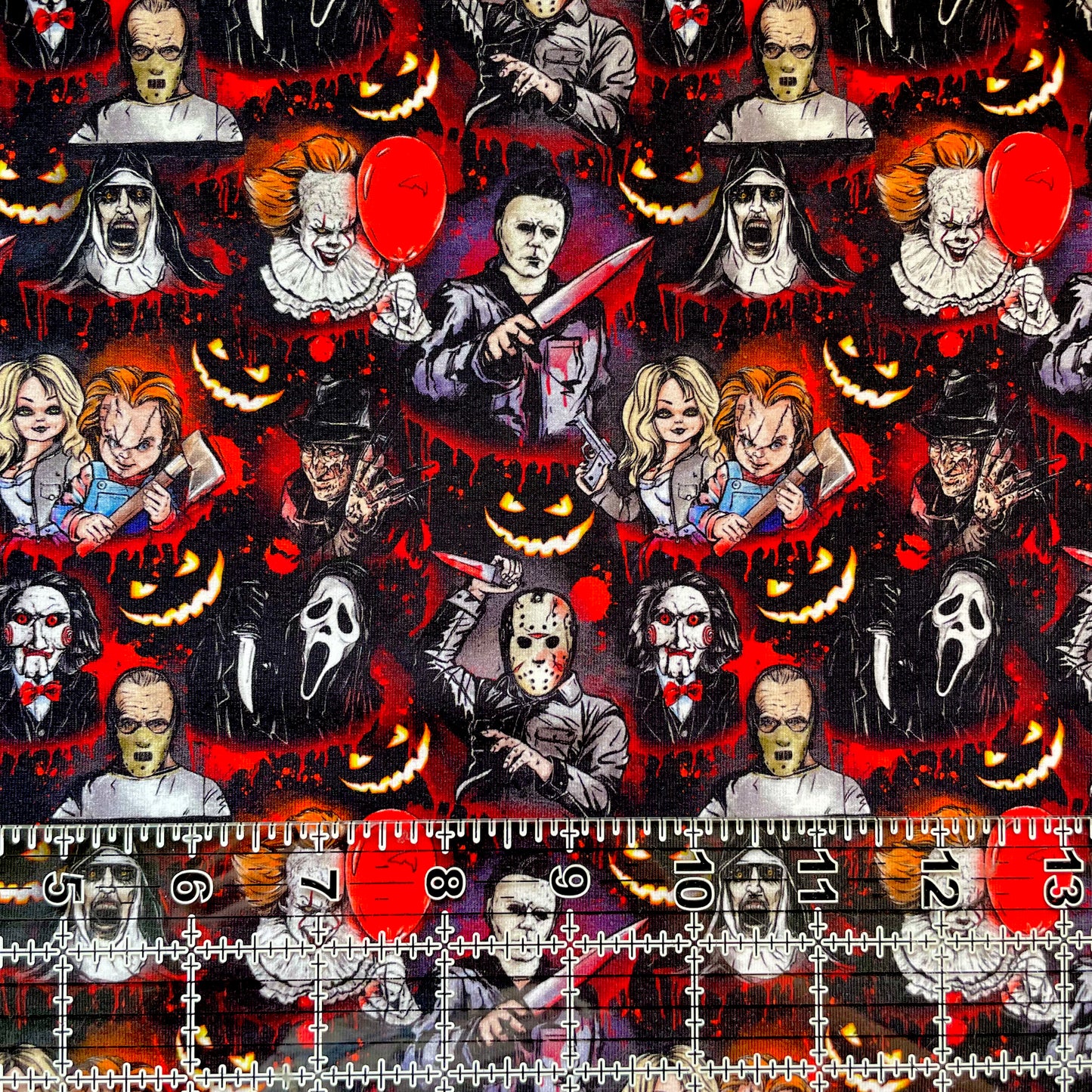 9x14 Tumbler Cut, Custom Fabric, CottonSpandex, High Quality, Mask Cut, Tumbler Fabric, Horror, Killers, Bloody Drip