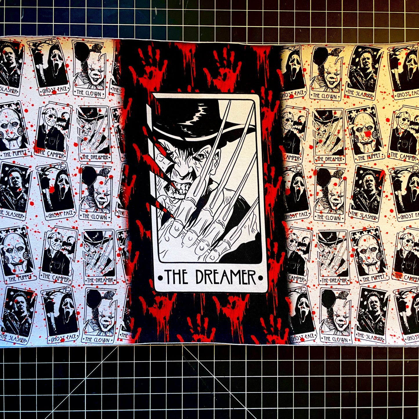 9x14 Tumbler Cut, Custom Fabric, CottonSpandex, High Quality, Halloween, Mask Cut, Tumbler Fabric, Horror, Killer, Freddy, The Dreamer, Precut