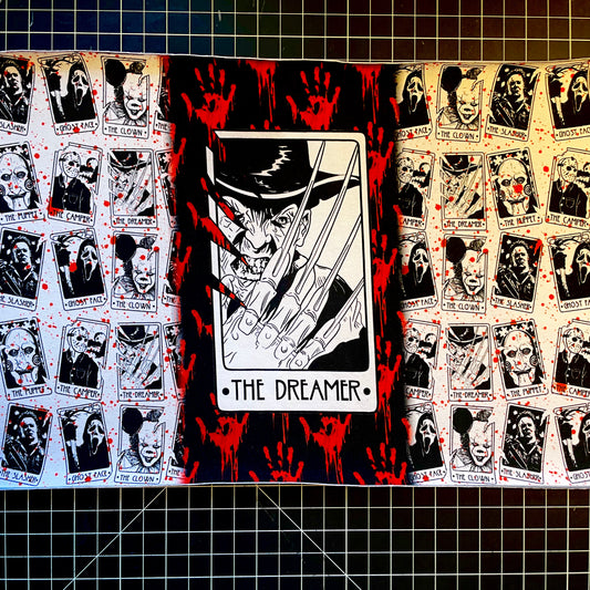 9x14 Tumbler Cut, Custom Fabric, CottonSpandex, High Quality, Halloween, Mask Cut, Tumbler Fabric, Horror, Killer, Freddy, The Dreamer, Precut