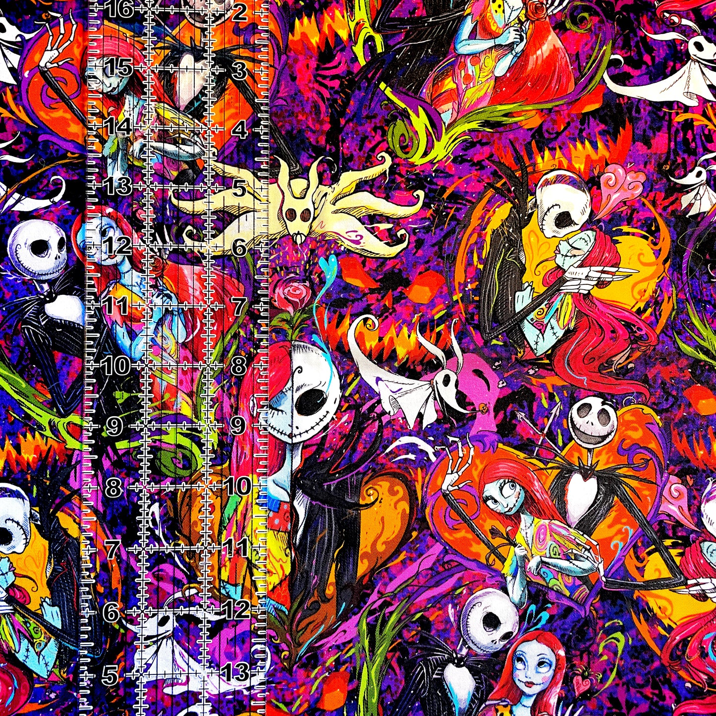 9x14 Tumbler Cut, Custom Fabric, CW Cotton Woven, High Quality, Mask Cut, Tumbler Fabric, Halloween, Nightmare, NBC, New, Jack and Sally, Artistic