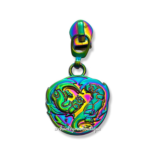 Zipper Pull, Playful Otters, Rainbow Matte