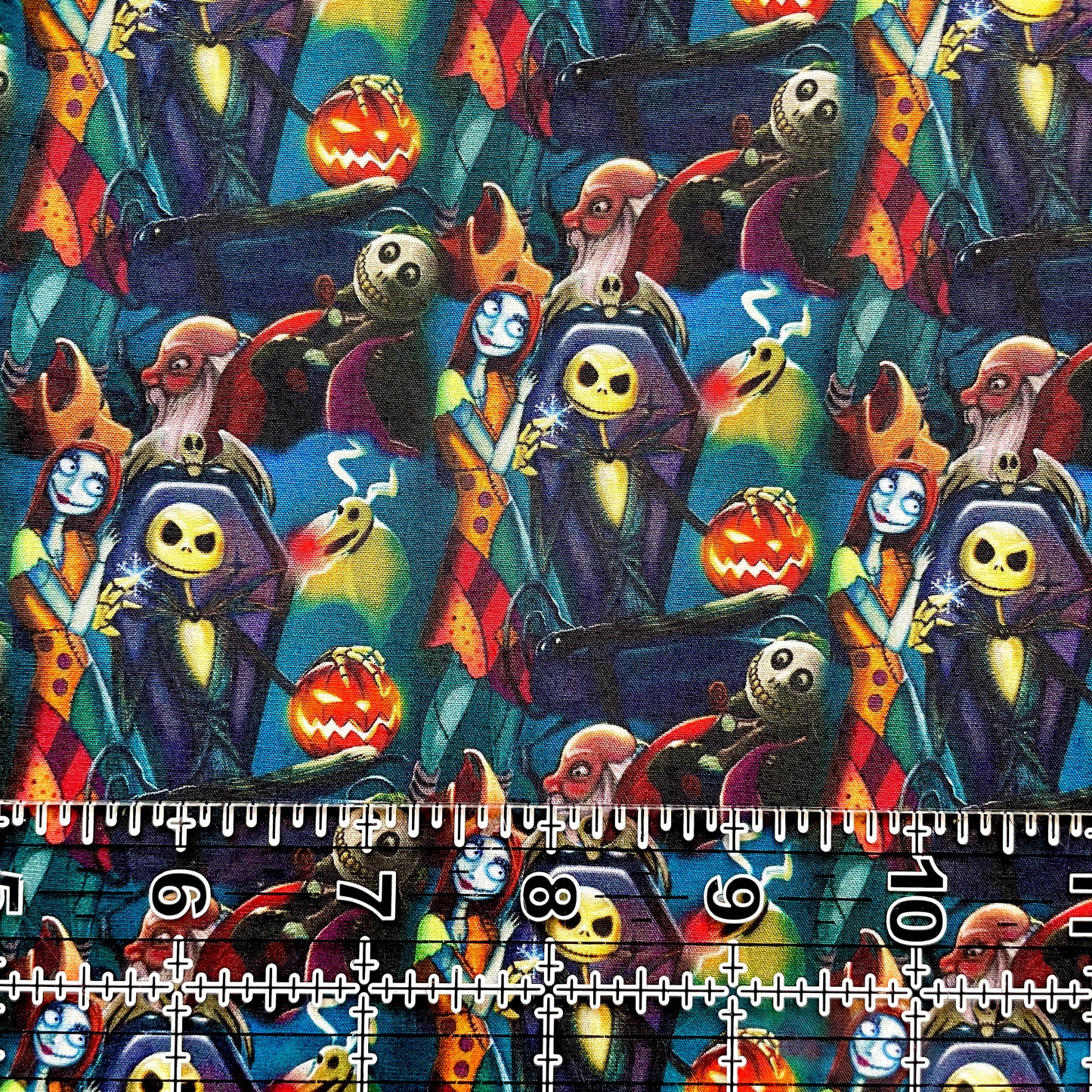 9x14 Tumbler Cut, Custom Fabric, CW Cotton Woven, High Quality, Mask Cut, Tumbler Fabric, NBC, Halloween, Burton, Teal and Orange