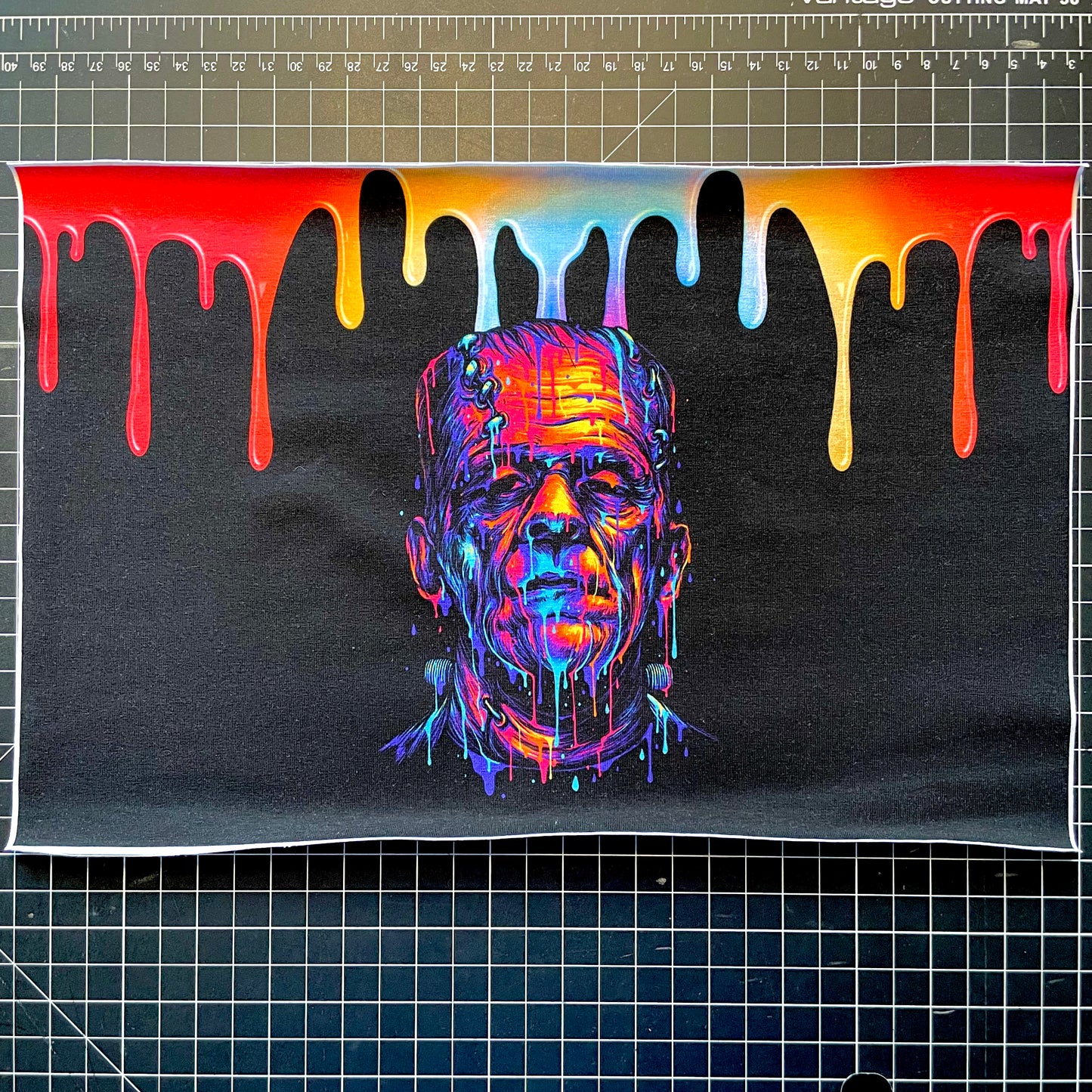 9x14 Tumbler Cut, Custom Fabric, CottonSpandex, High Quality, Halloween, Mask Cut, Killers, Tumbler Fabric, Horror, Killer, Rainbow Drip, Neon, Frankenstein, Precut