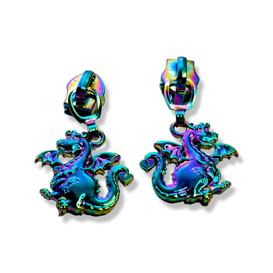 Zipper Pull, Cute Dragon, Rainbow