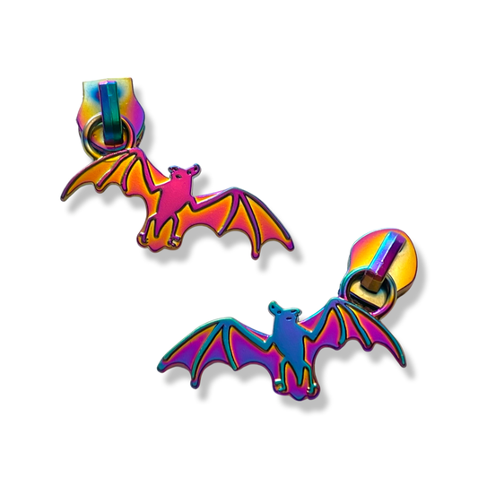Zipper Pull, Bat, Rainbow Matte