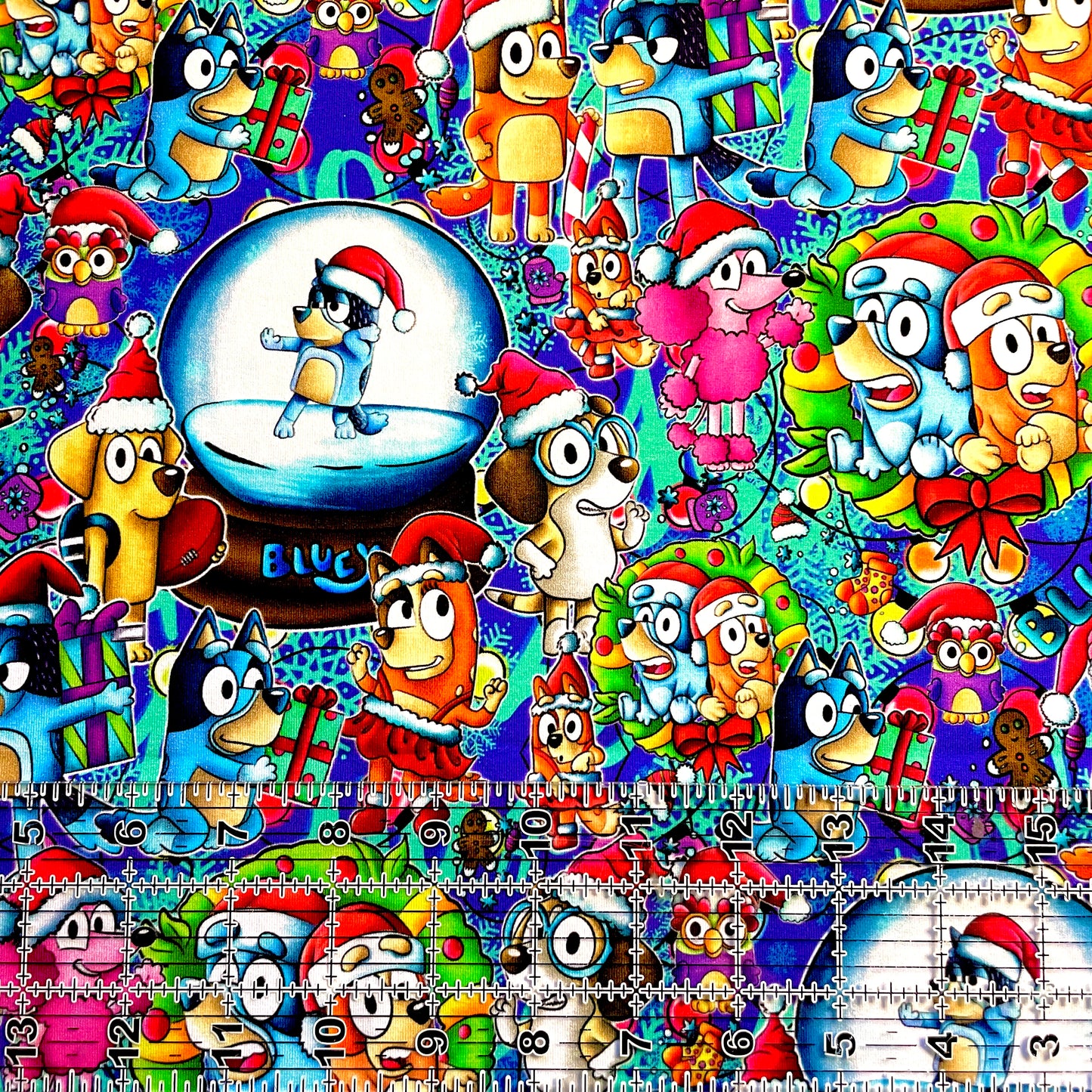 9x14 Tumbler Cut, Custom Fabric, CottonSpandex, High Quality, Mask Cut, Tumbler Fabric, Christmas, Xmas Bluey