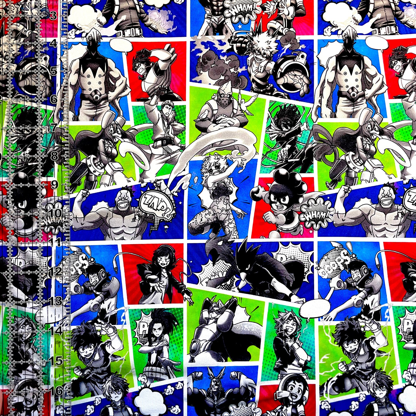 9x14 Tumbler Cut, Custom Fabric, CottonSpandex, High Quality, Mask Cut, Tumbler Fabric, Anime, Monochrome, Hero, Color Blocks, Academia
