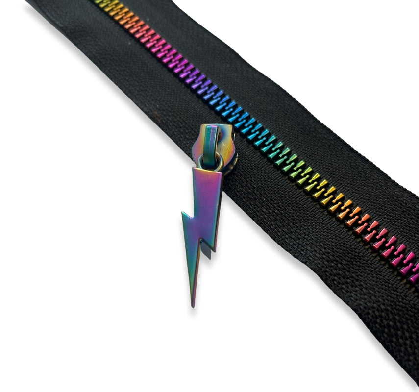 Zipper Pull, Lightning Bolt, Rainbow Matte