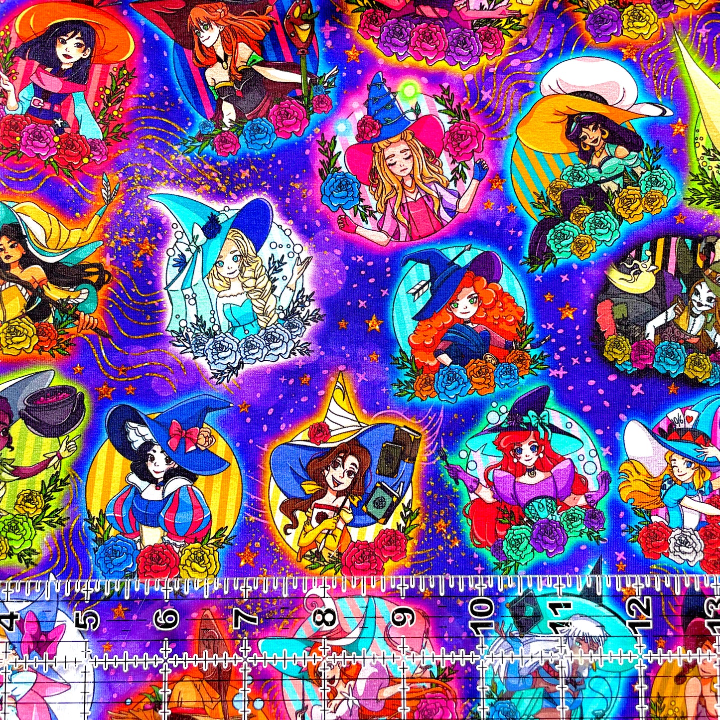 9x14 Tumbler Cut, Custom Fabric, CottonSpandex, High Quality, Mask Cut, Tumbler Fabric, Princess, Purple Witches, SNC