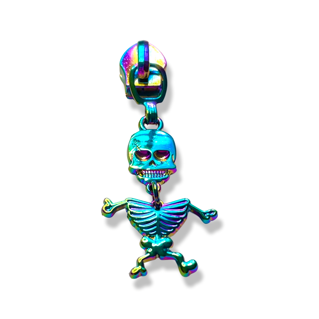 Zipper Pull, Dancing Skeleton, Rainbow
