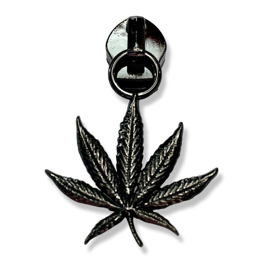 Zipper Pull, Weed, Pot Leaf, Marijuana, Gunmetal