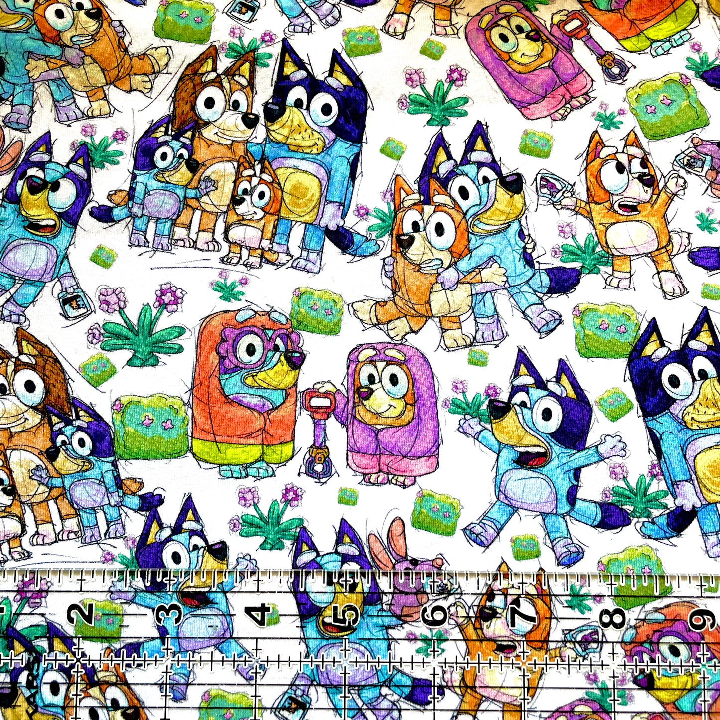 9x14 Tumbler Cut, Custom Fabric, CottonSpandex, High Quality, Mask Cut, Tumbler Fabric, Disney Pups, Blue Dogs, White