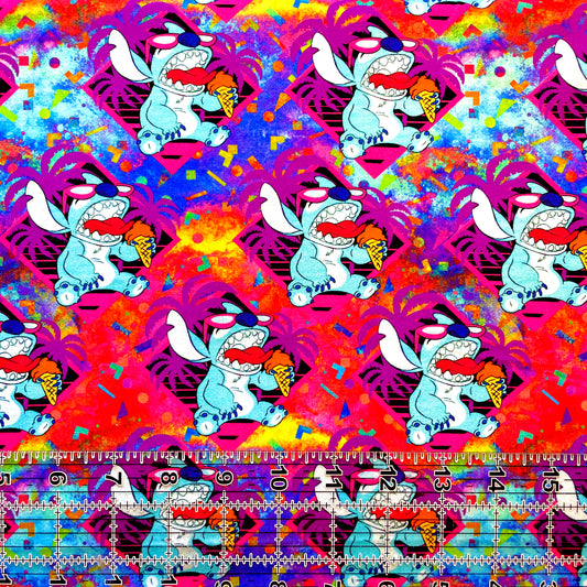 9x14 Tumbler Cut, Custom Fabric, CottonSpandex, High Quality, Mask Cut, Tumbler Fabric, Colorful, Vibrant, 626, Ice Cream, Retro Summer Stitch