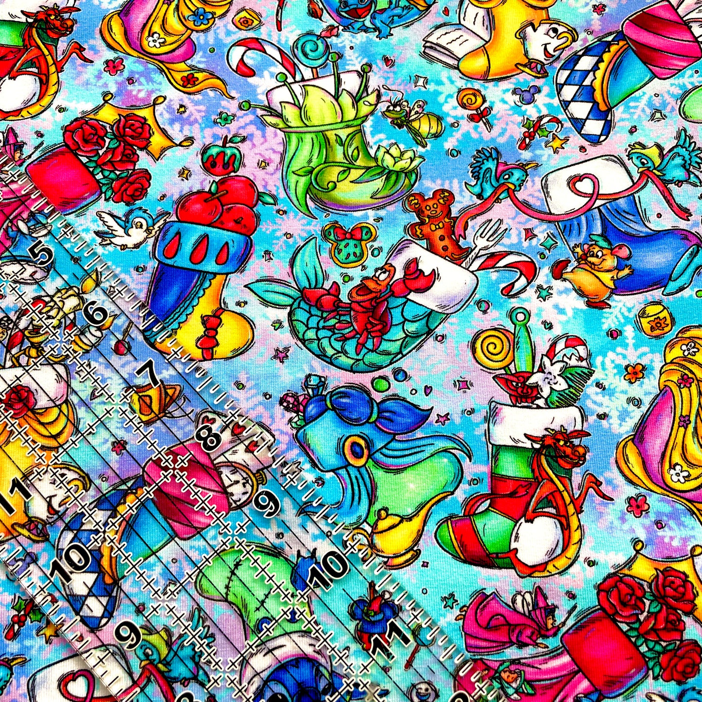 9x14 Tumbler Cut, Custom Fabric, CottonSpandex, High Quality, Mask Cut, Tumbler Fabric, Christmas, Xmas, Toon Stockings