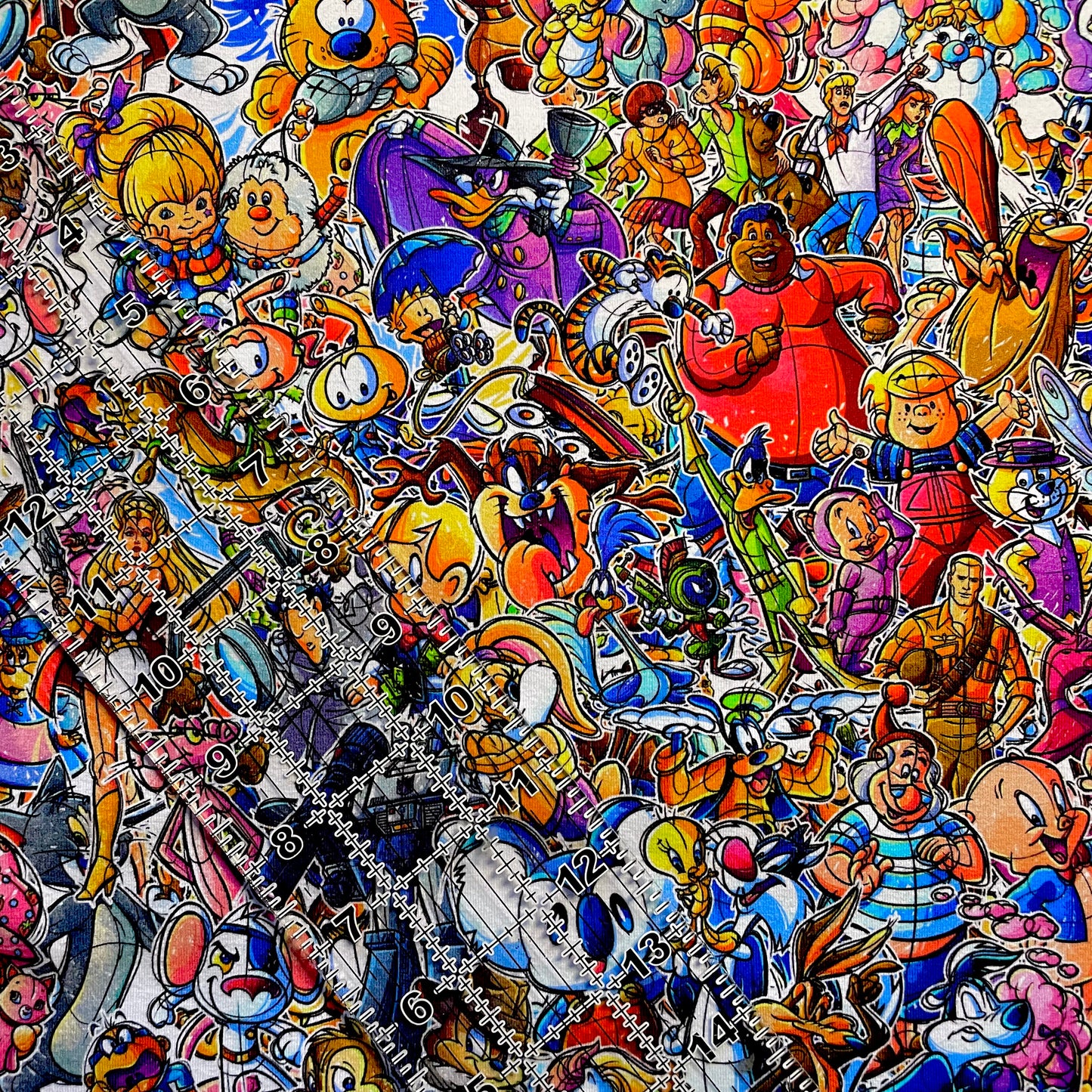 9x14 Tumbler Cut, Custom Fabric, CottonSpandex, High Quality, Mask Cut, Tumbler Fabric, Classic Cartoons, Throwback, 80s & 90s, Hapa Mashup