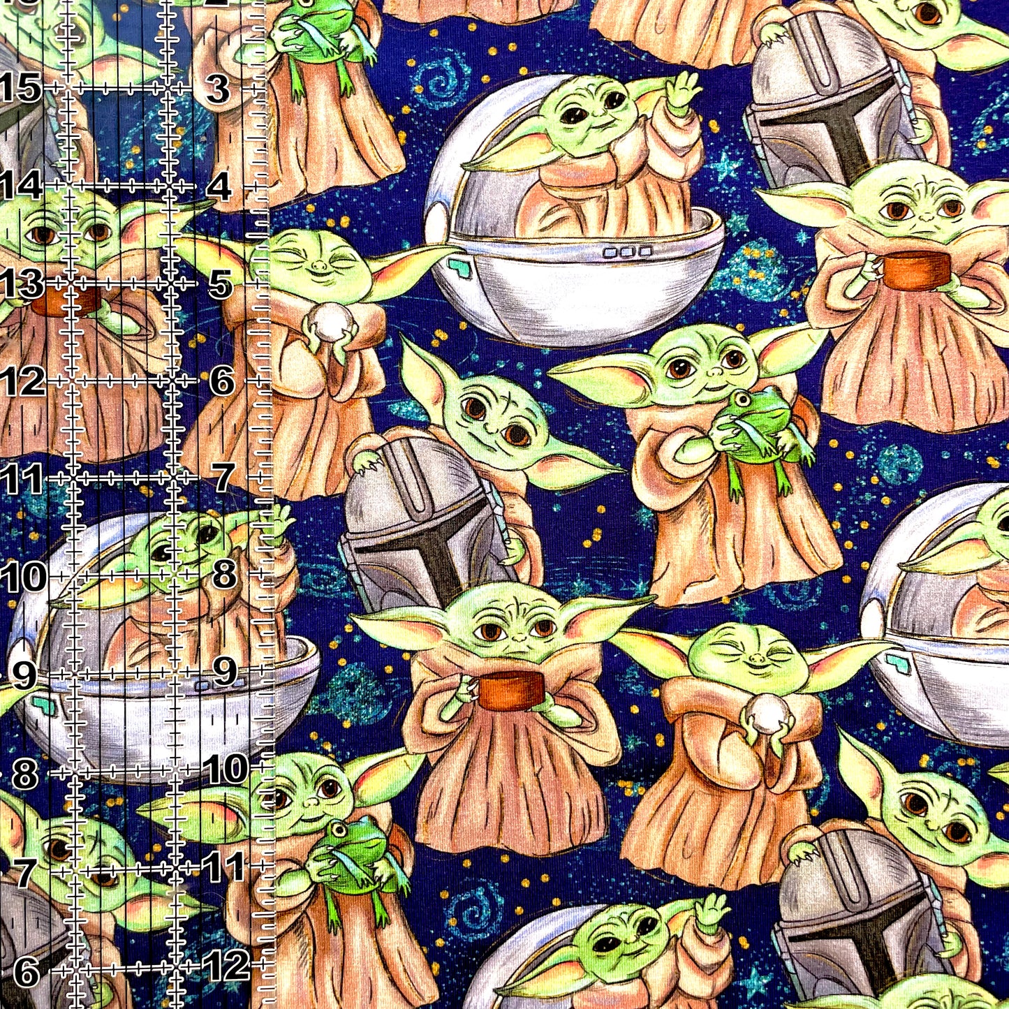 9x14 Tumbler Cut, Custom Fabric, CottonSpandex, High Quality, Mask Cut, Tumbler Fabric, Child, Wars, Star, Yoda and Frog Friend