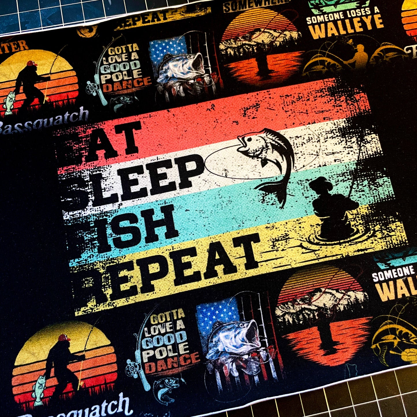 9x14 Tumbler Cut, Custom Fabric, CottonSpandex, High Quality, Halloween, Mask Cut, Tumbler Fabric, Fishing, Dad, Father, Husband, Precut
