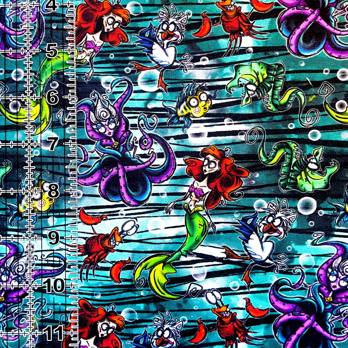 9x14 Tumbler Cut, Custom Fabric, CottonSpandex, High Quality, Mask Cut, Tumbler Fabric, Disney, Ariel, Mermaid, Little, Gothic