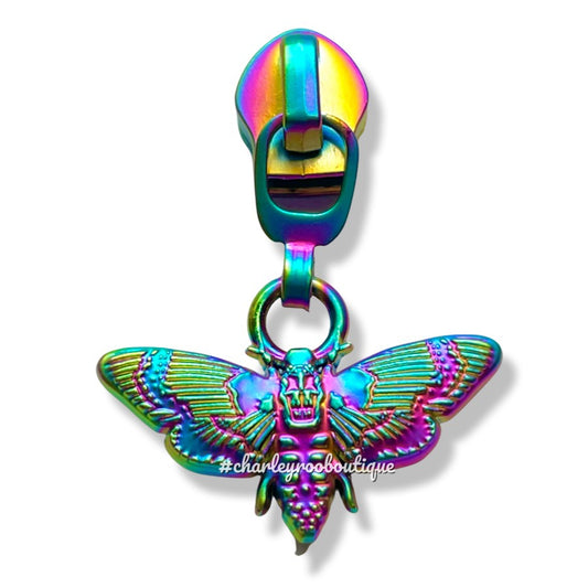 Zipper Pull, Moth, Rainbow Matte