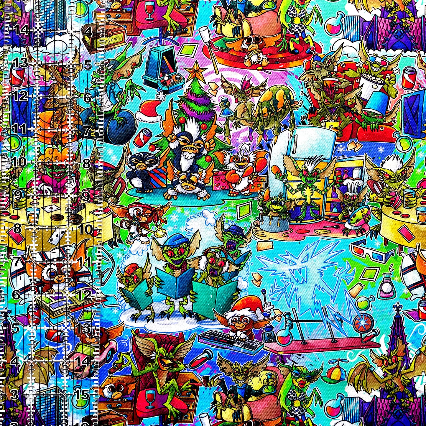 9x14 Tumbler Cut, Custom Fabric, CW Cotton Woven, High Quality, Mask Cut, Tumbler Fabric, Christmas Gremlin Toon