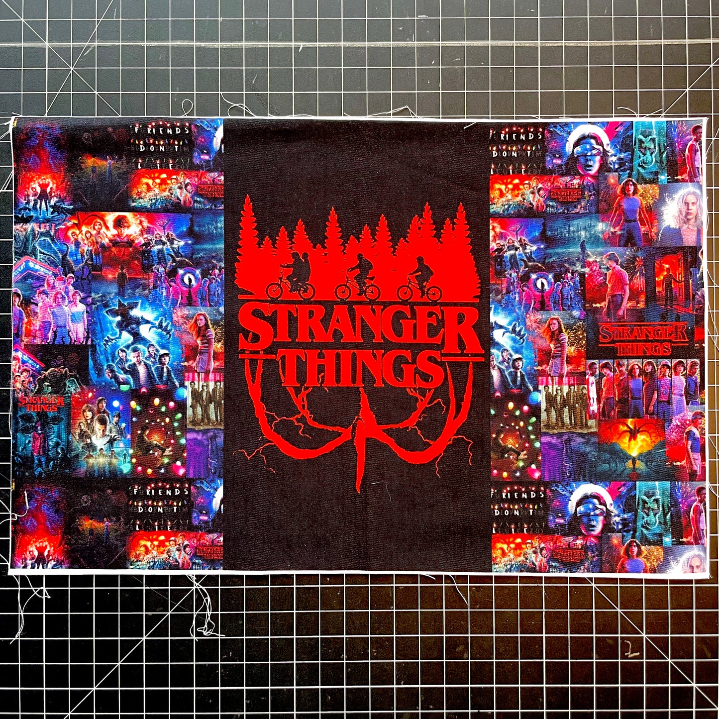 9x14 Tumbler Cut, Custom Fabric, CW Cotton Woven, High Quality, Mask Cut, Tumbler Fabric, TV Show, Strange Friends, Halloween, Horror, Don’t Lie, Precut