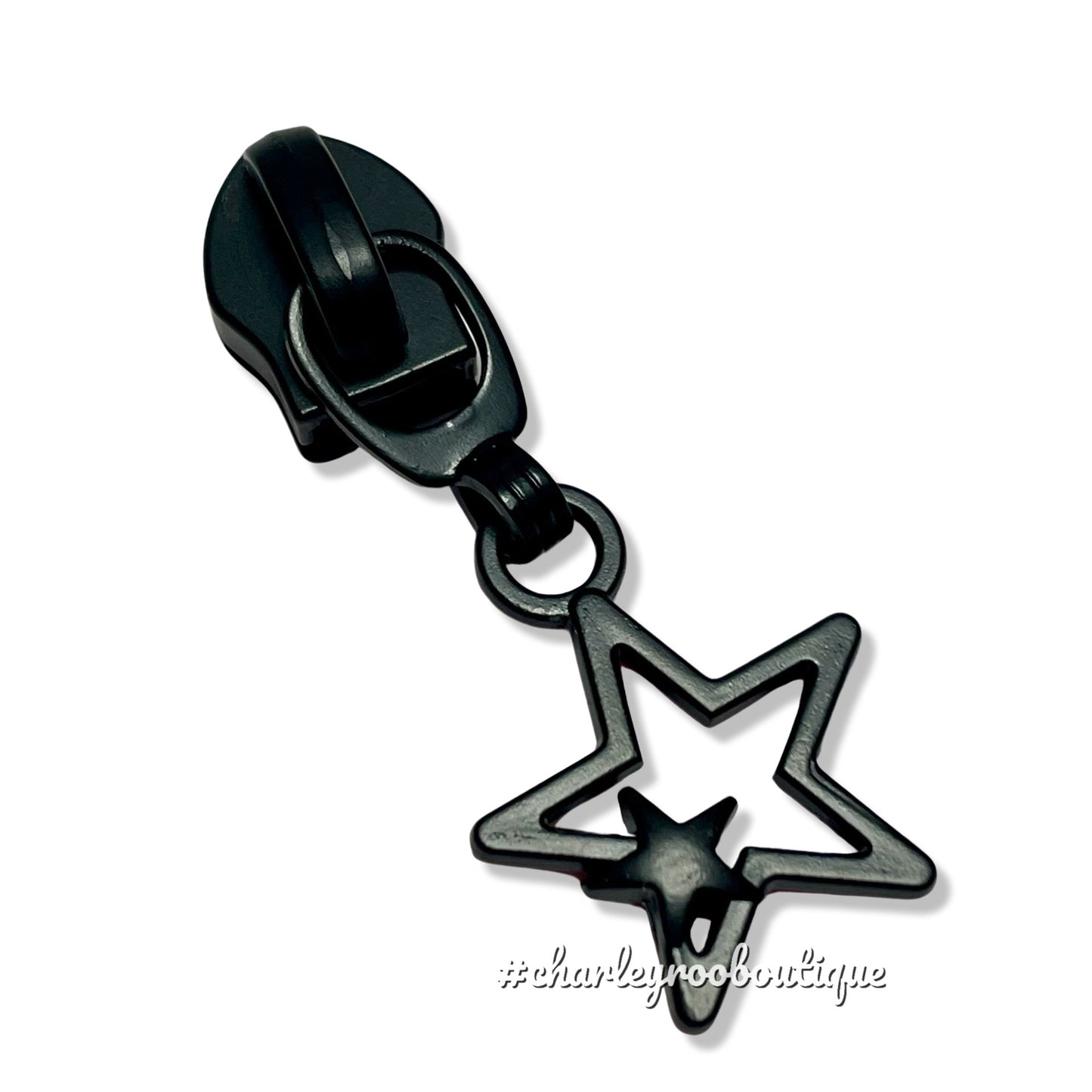 Zipper Pull, Double Star, Matte Black