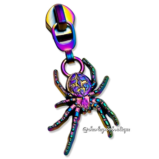 Zipper Pull, Orb Weaver, Spider, Matte Rainbow