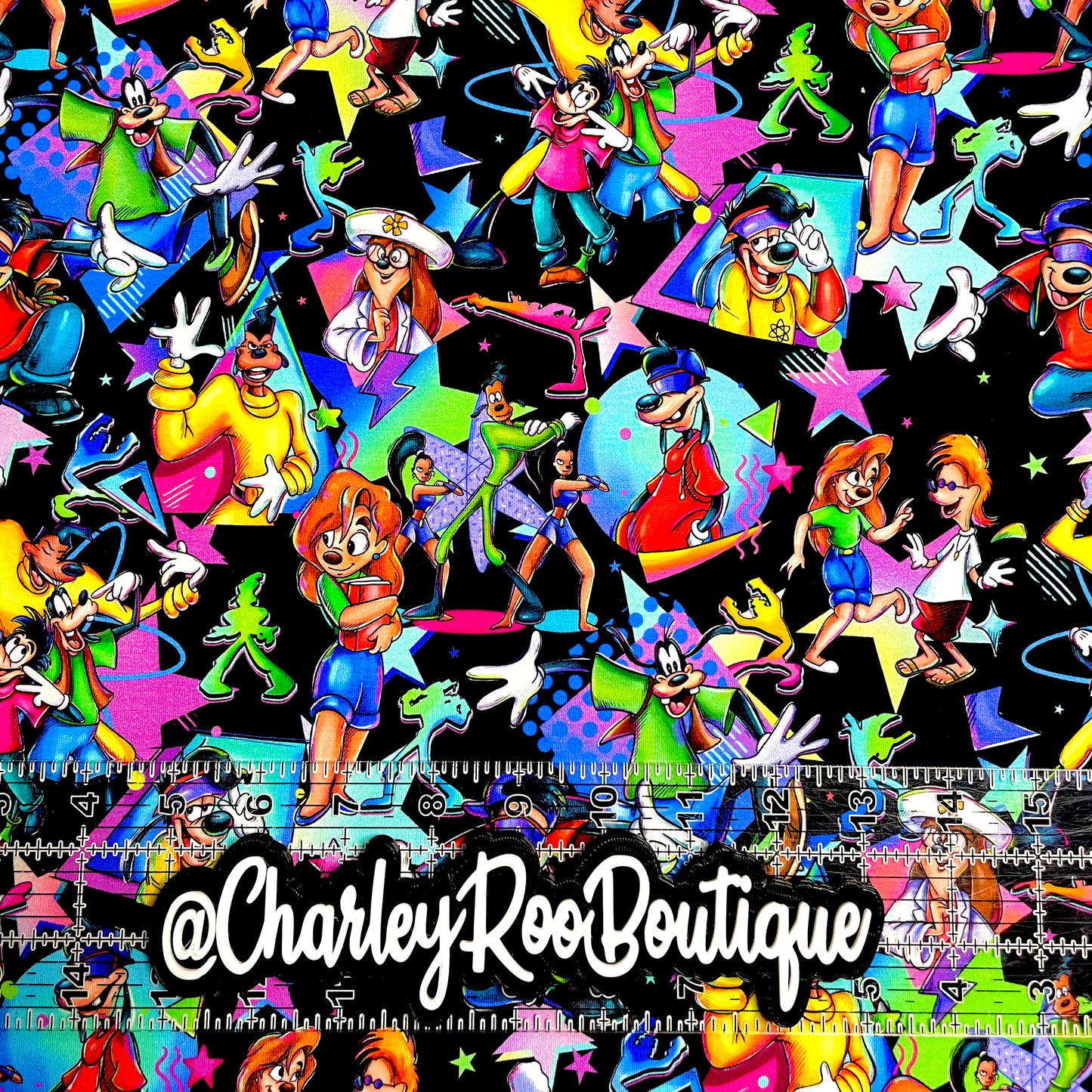 9x14 Tumbler Cut, Custom Fabric, CottonSpandex, High Quality, Mask Cut, Tumbler Fabric, Goofy Movie, Black