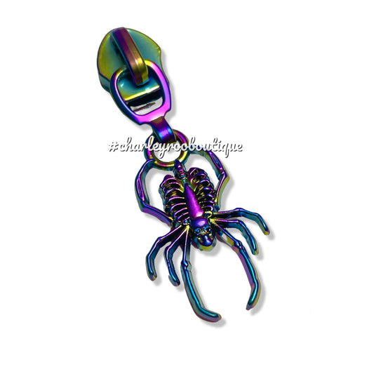 Zipper Pull, Skeletal Spider, Burn-It, Rainbow