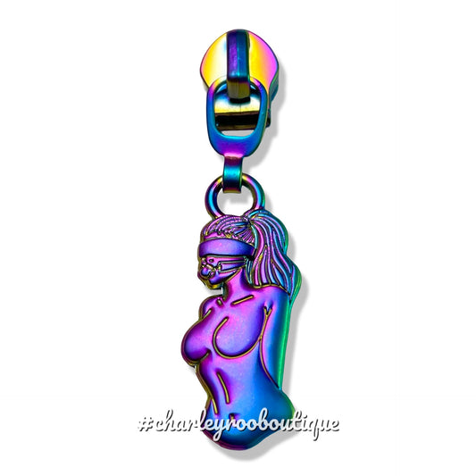 Zipper Pull, BDSM Babe, Naughty, Matte Rainbow