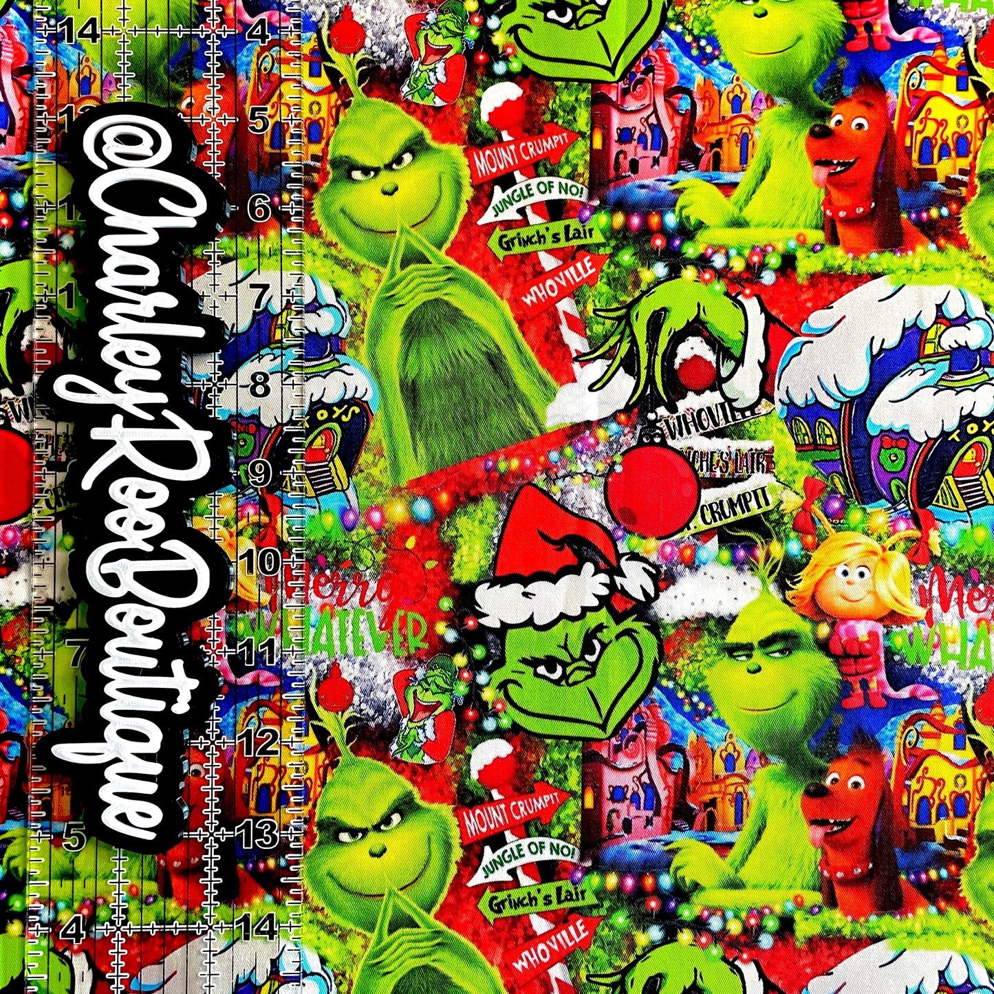 9x14 Tumbler Cut, Custom Fabric, CW Cotton Woven, High Quality, Mask Cut, Tumbler Fabric, New Style Grinch