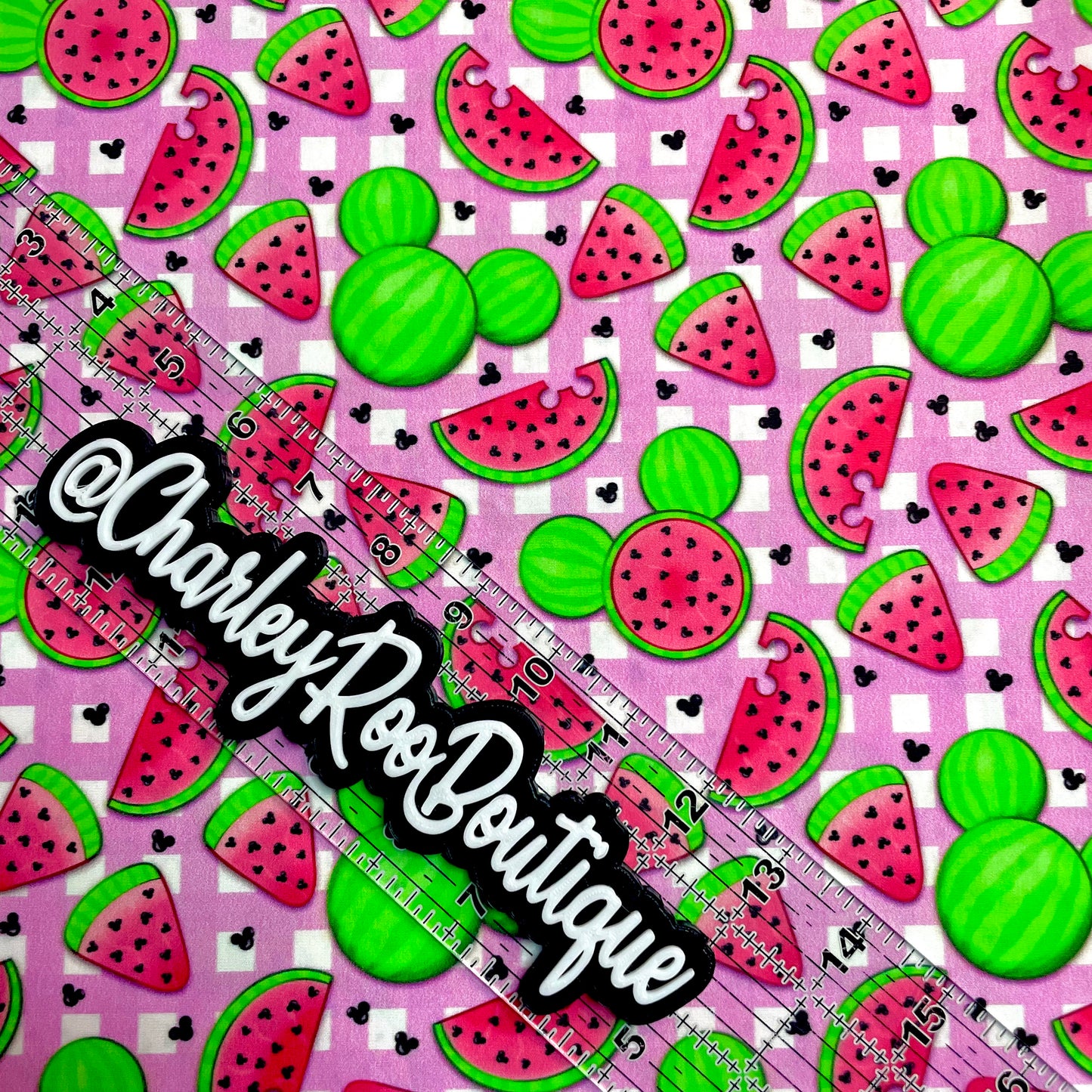 9x14 Tumbler Cut, Custom Fabric, CW Cotton Woven, High Quality, Tumbler Fabric, Summer, Watermelon Mouse