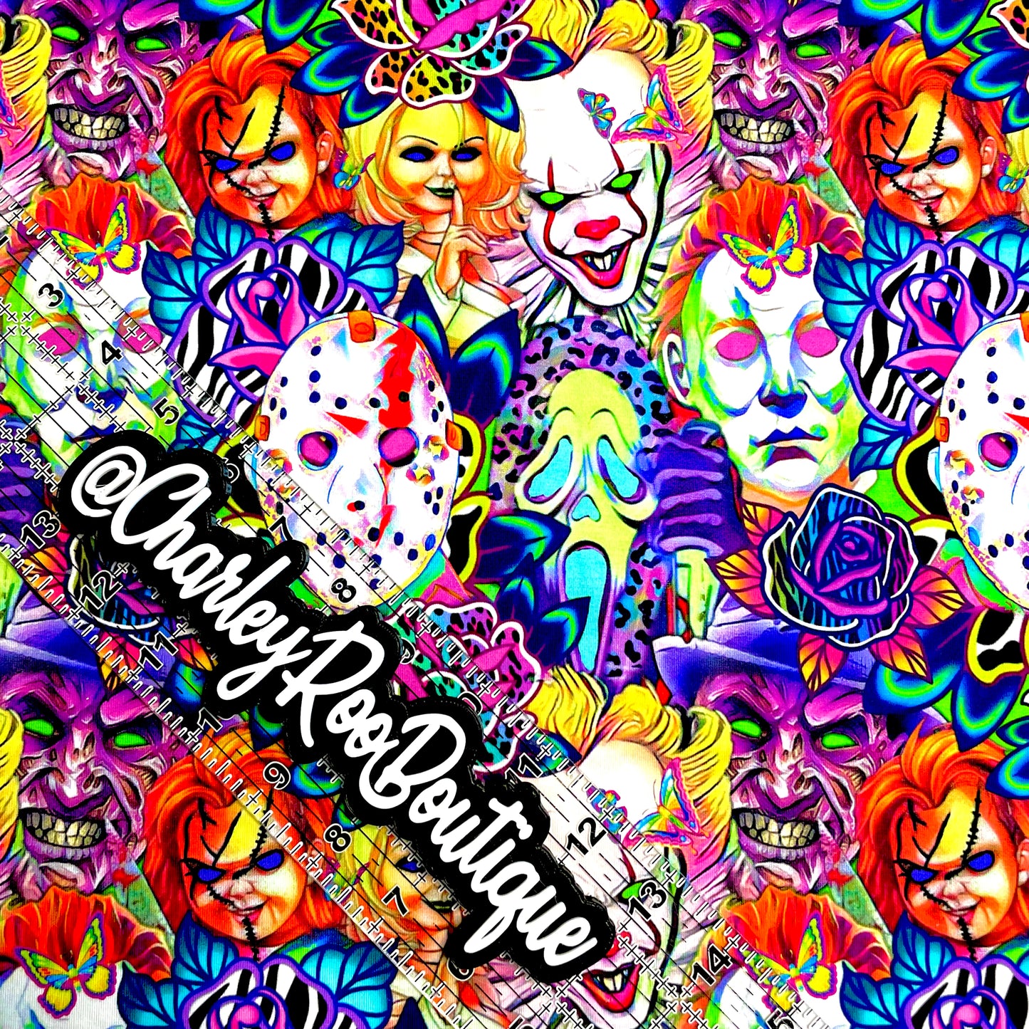 9x14 Tumbler Cut, Custom Fabric, CottonSpandex, High Quality, Mask Cut, Tumbler Fabric, Halloween, Lisa, Frank, Horror, Large Scale