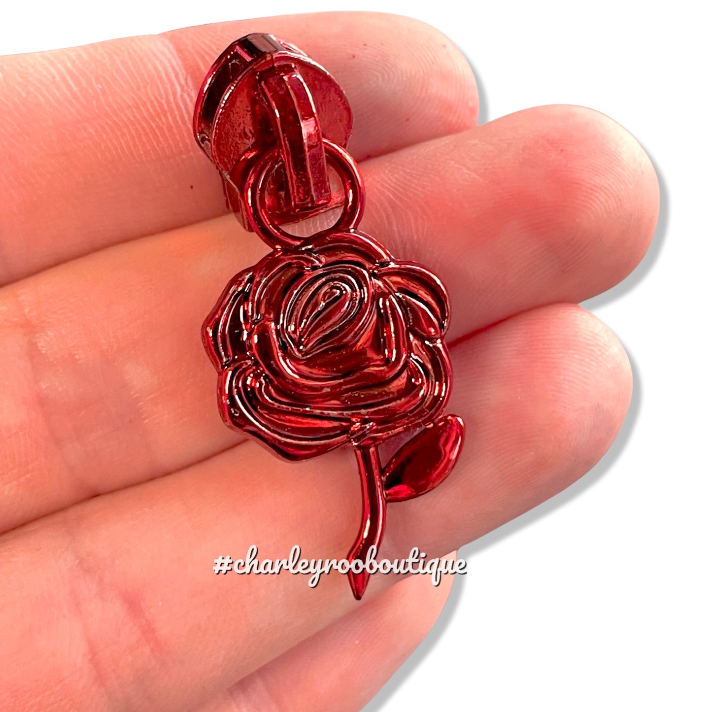 Zipper Pull, Rose, Red