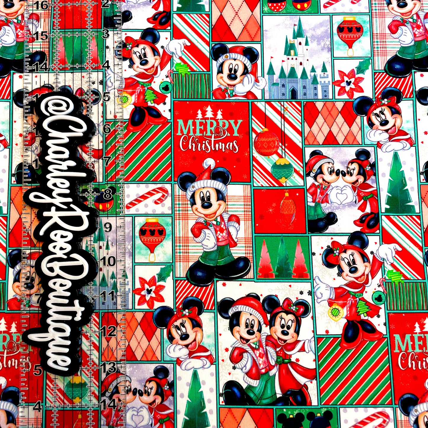 9x14 Tumbler Cut, Custom Fabric, CottonSpandex, High Quality, Mask Cut, Tumbler Fabric, Christmas, Poinsettia Mouse Frames