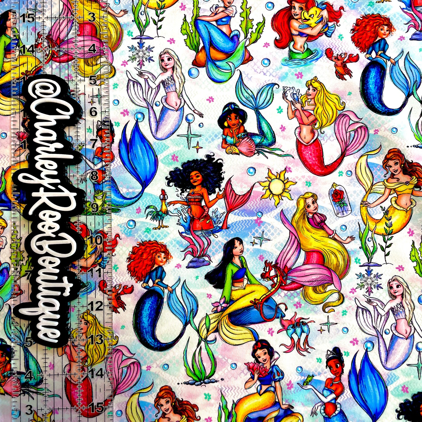 9x14 Tumbler Cut, Custom Fabric, CottonSpandex, High Quality, Mask Cut, Tumbler Fabric, Mermaid Princesses