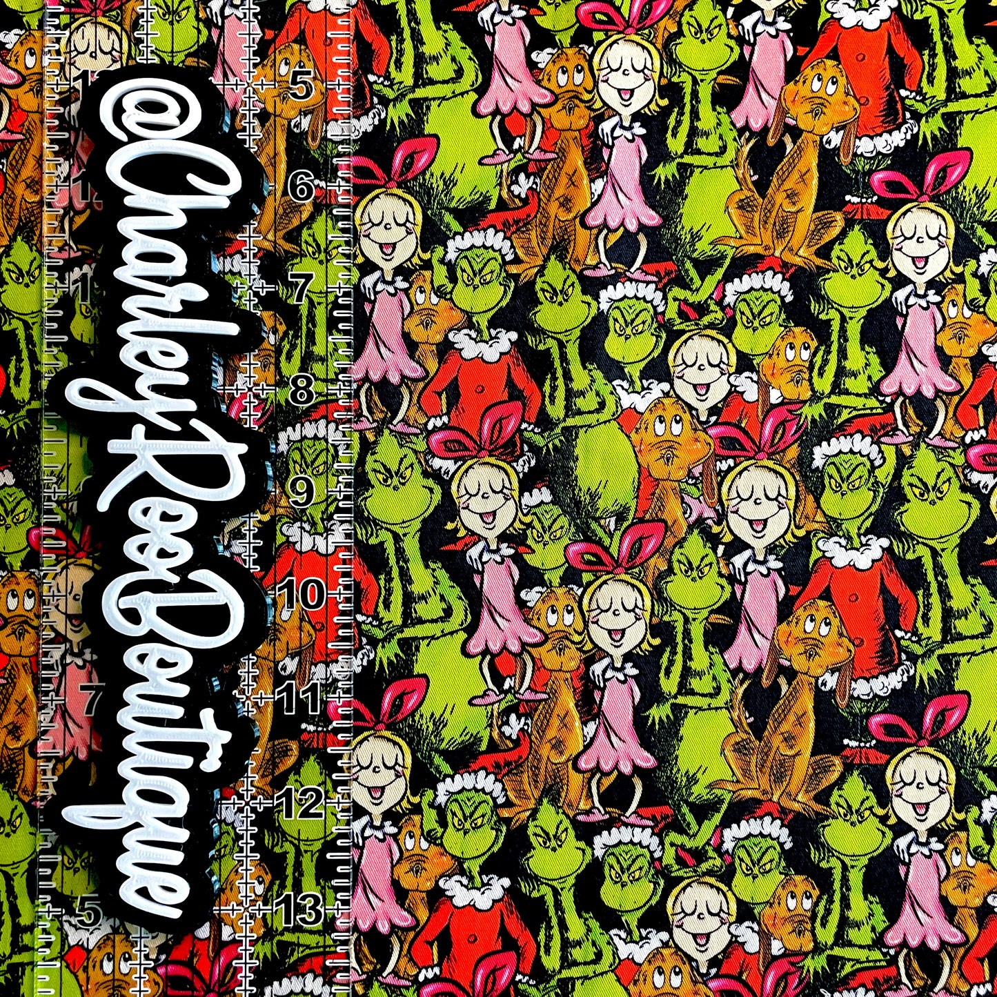 9x14 Tumbler Cut, Custom Fabric, CW Cotton Woven, High Quality, Mask Cut, Tumbler Fabric, Classic Style Grinch