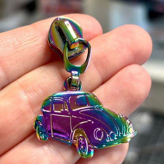 Zipper Pull, Beetle Car, Rainbow
