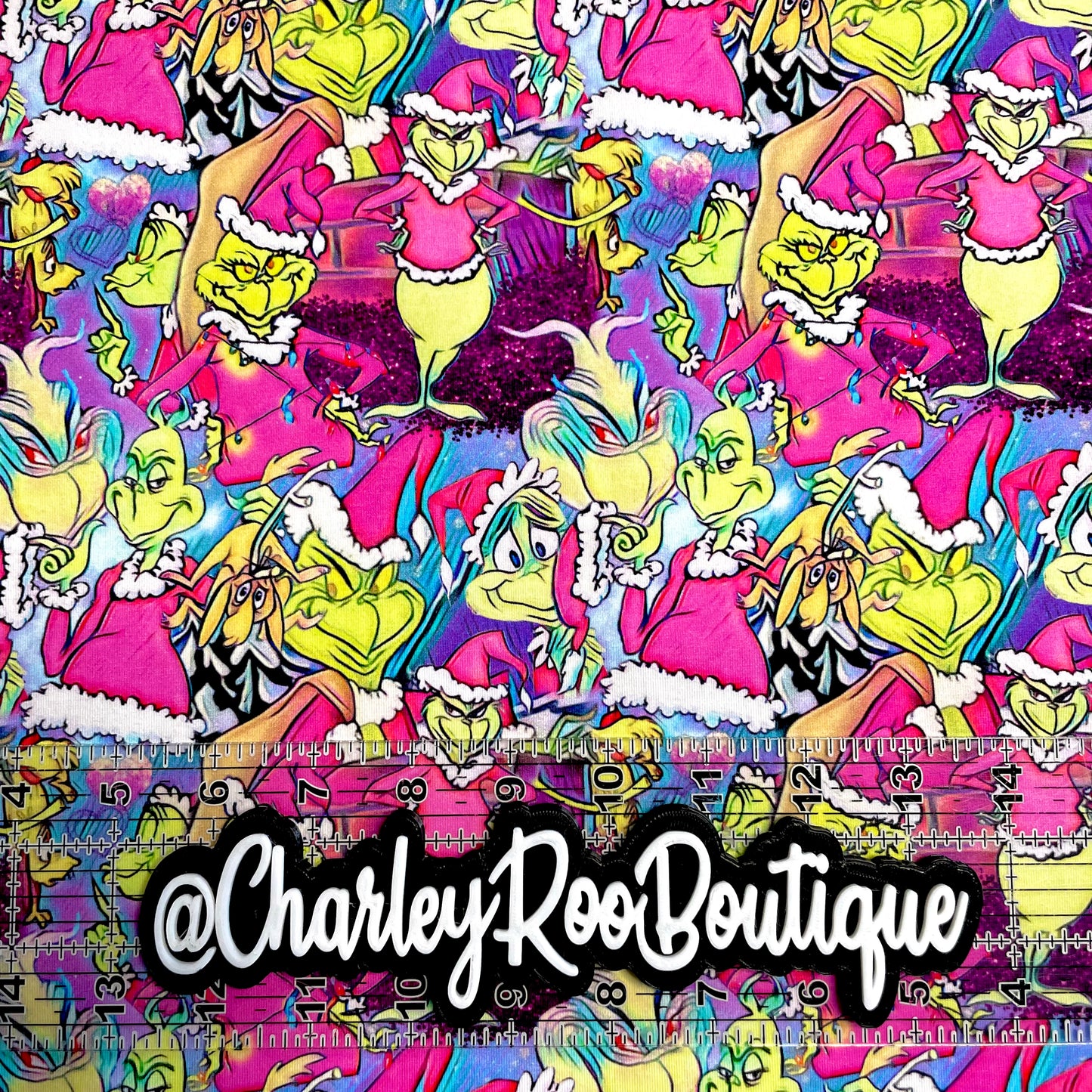 9x14 Tumbler Cut, Custom Fabric, CottonSpandex, High Quality, Mask Cut, Tumbler Fabric, Bright, Grinch, Pink, New