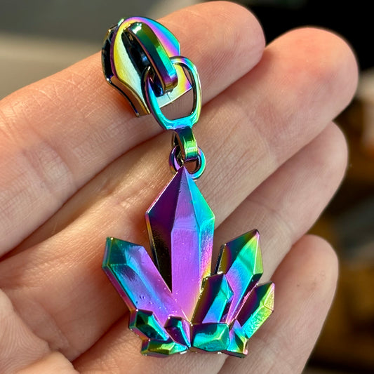 Zipper Pull, Crystal Cluster, Rainbow