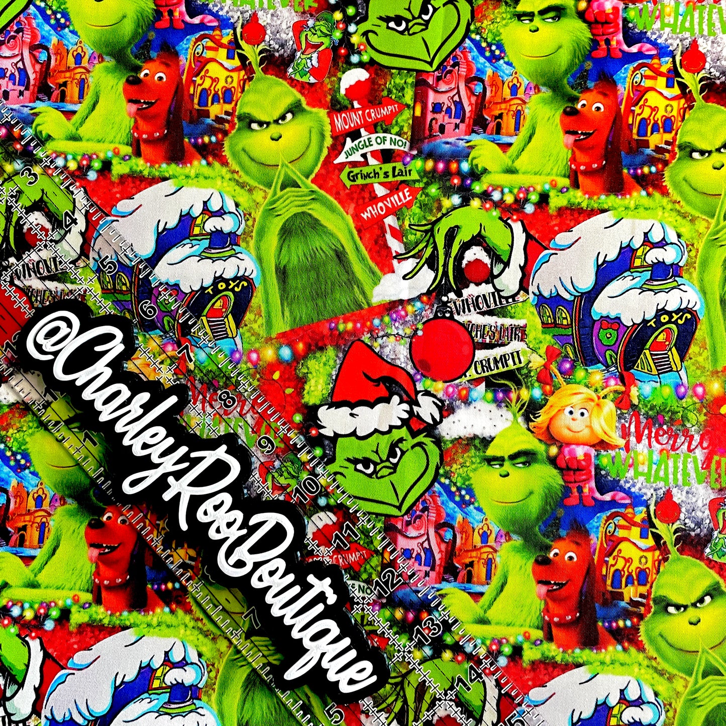 9x14 Tumbler Cut, Custom Fabric, CW Cotton Woven, High Quality, Mask Cut, Tumbler Fabric, New Style Grinch