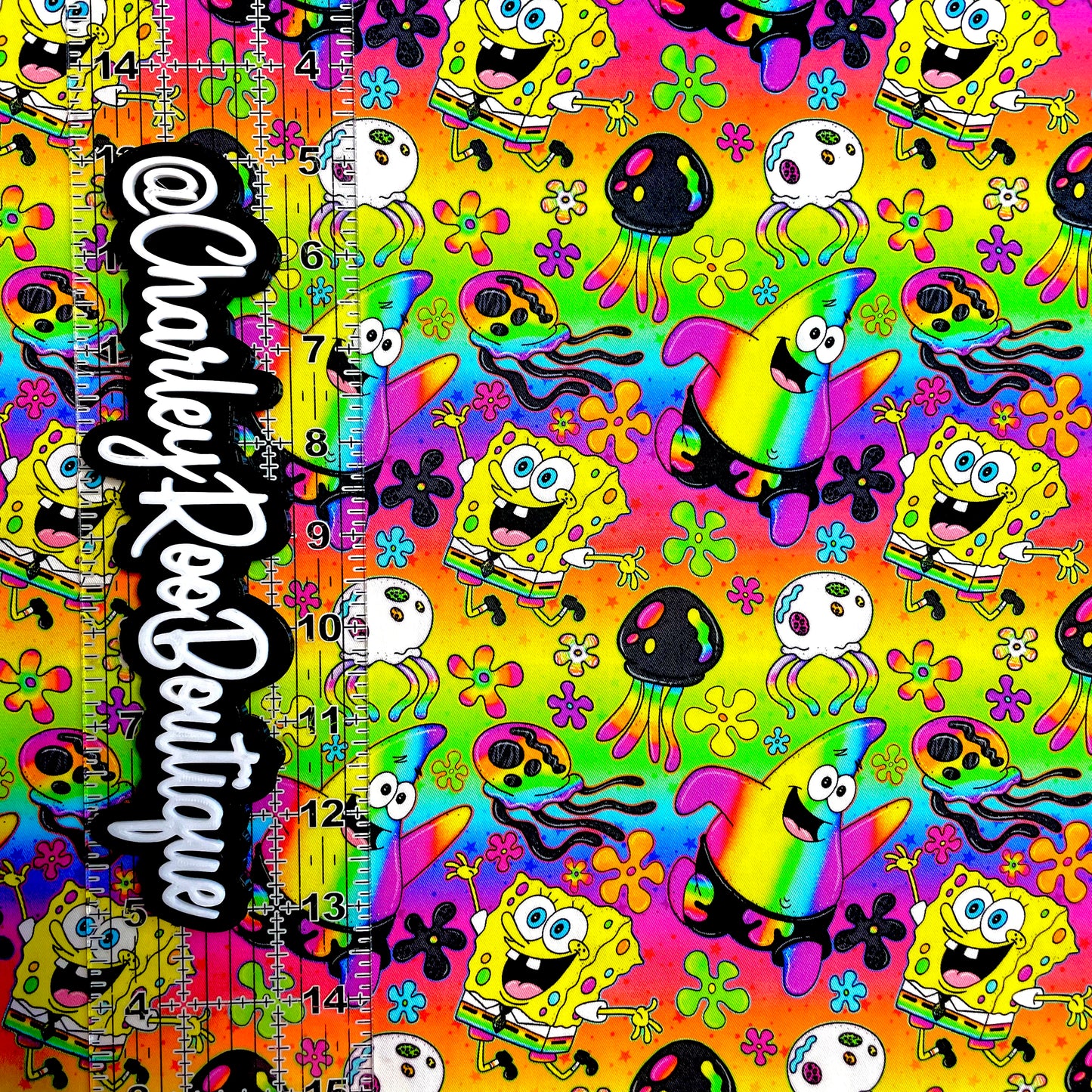 9x14 Tumbler Cut, Custom Fabric, CW Cotton Woven, High Quality, Mask Cut, Tumbler Fabric, Neon Sponge Guy