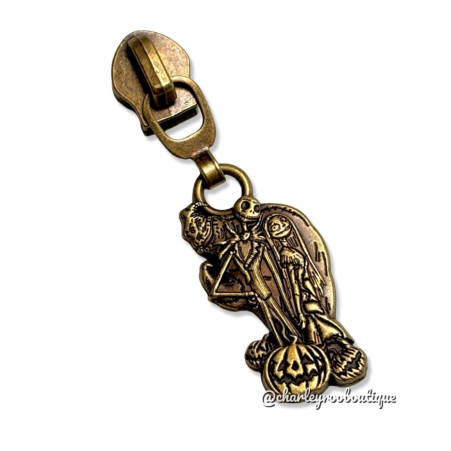 Zipper Pull, NBC Jack & Sally, Antique Brass